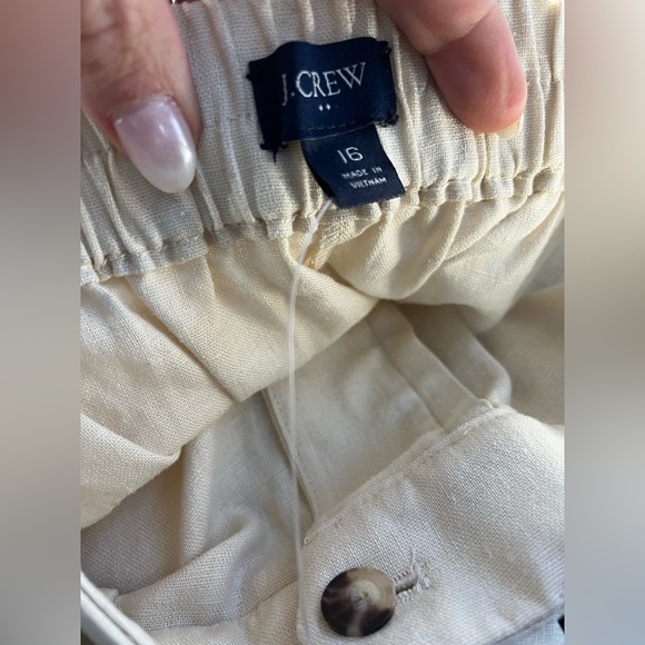 J Crew Shorts Linen Blend Pleated Khaki NWT Women Size 16 High Rise - Picture 5 of 7